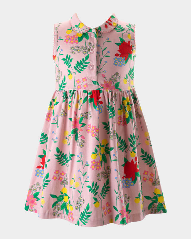 Girl's Botanical Floral-Print Jersey Dress, Size 2-